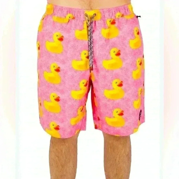 Neff Other - NEFF Men’s Pink Rubber Duckie Swim Board Shorts Size X-Large